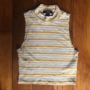 3/$22 Yellow White Stripe Mock Sleeveless F21 Crop